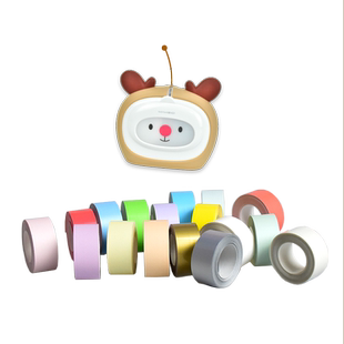 适用井井团子机专用无壳替芯12/16/20/24mm萌趣热敏标签纸不干胶白色透明图案家用自粘便签条贴纸手帐防水