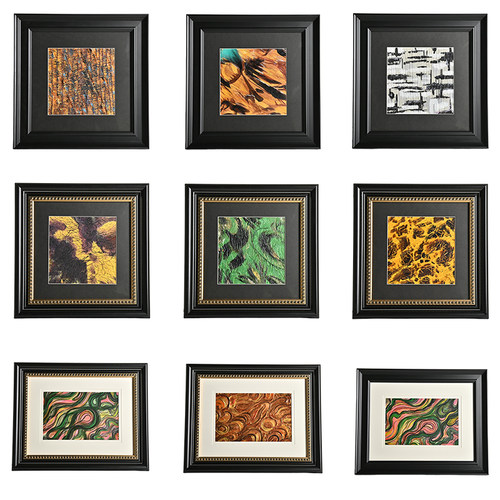 法式中古黑框金边手工油画摆件品