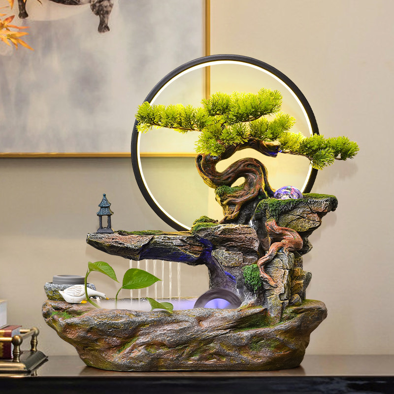 假山流水摆件客厅玄关循环水喷泉招财聚宝盆鱼缸水景观装饰风水轮