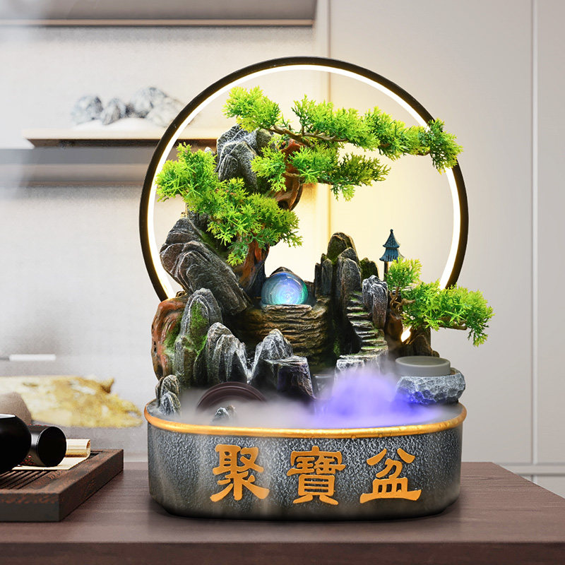 流水摆件循环水招财客厅风水轮假山装饰水景观聚宝盆店铺开业礼品