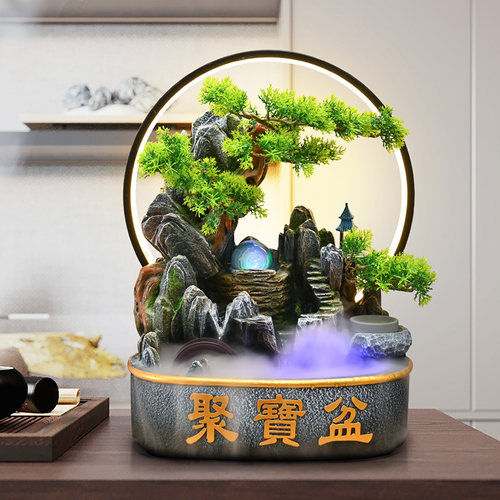 流水摆件循环水招财客厅风水轮假山装饰水景观聚宝盆店铺开业礼品