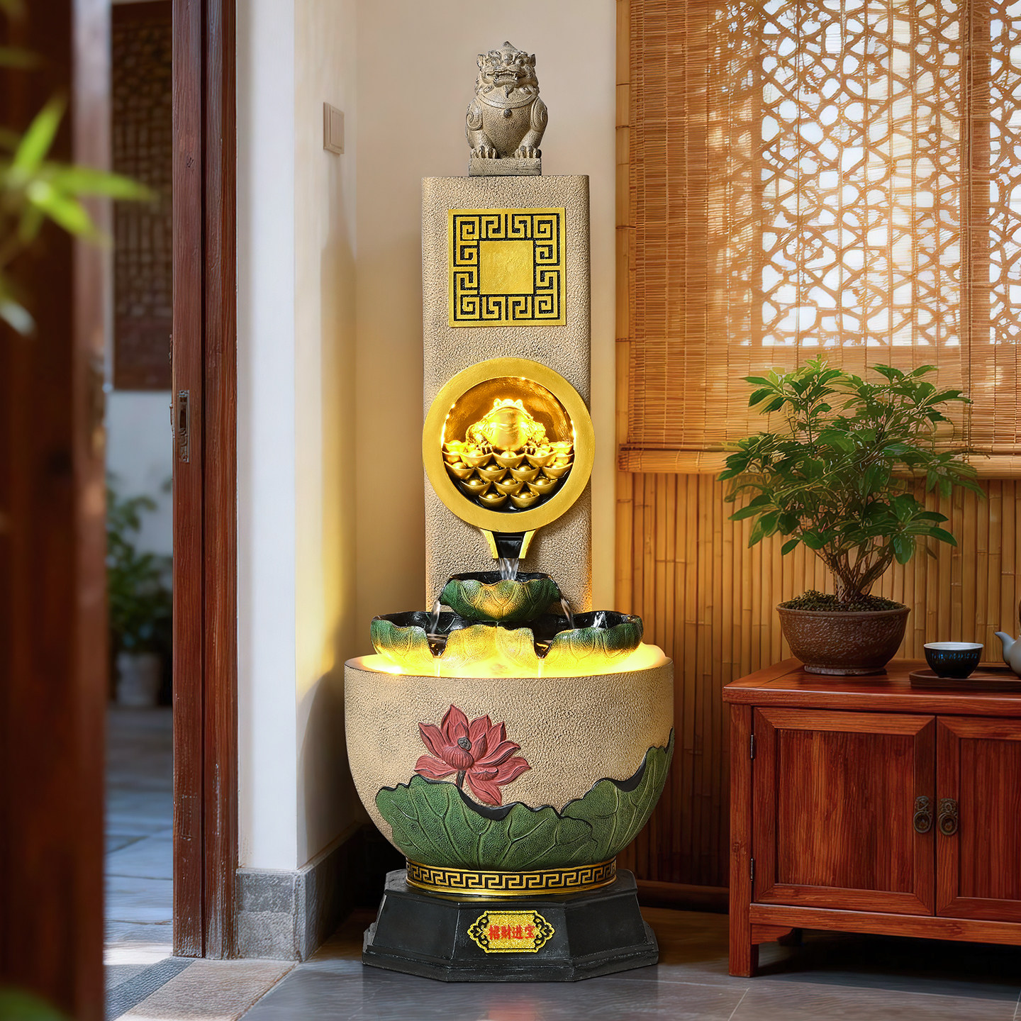 金蟾风生水起流水摆件循环水阳台立式景观造景高端大气上档次装饰