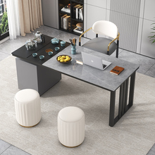 岩板茶桌椅组合实木茶几现代简约家用轻奢茶台阳台烧水泡茶一体桌