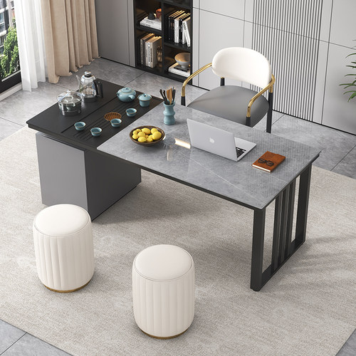 岩板茶桌椅组合实木茶几