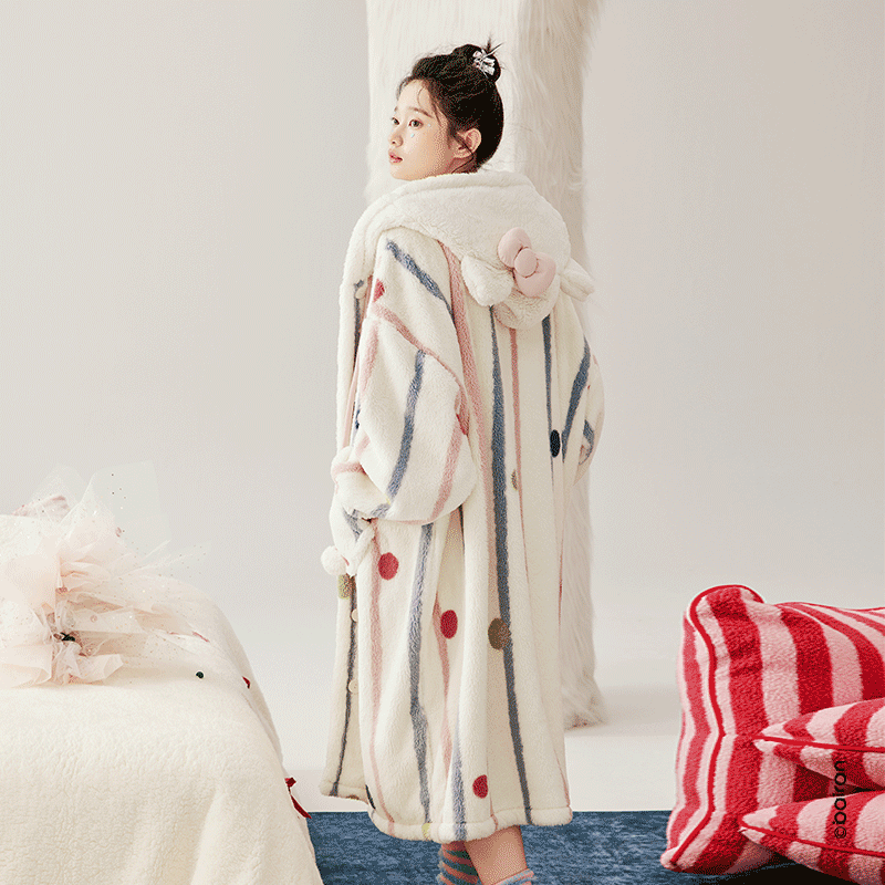 白冉珊瑚绒睡袍女秋冬季长款兔耳朵蝴蝶加厚加绒可外穿浴袍家居服,女士内衣/男士内衣/家居服,睡袍/浴袍,淘宝优惠券,粉丝福利购,淘宝优惠卷