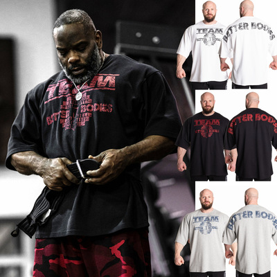 肌肉健身短袖男五分半袖