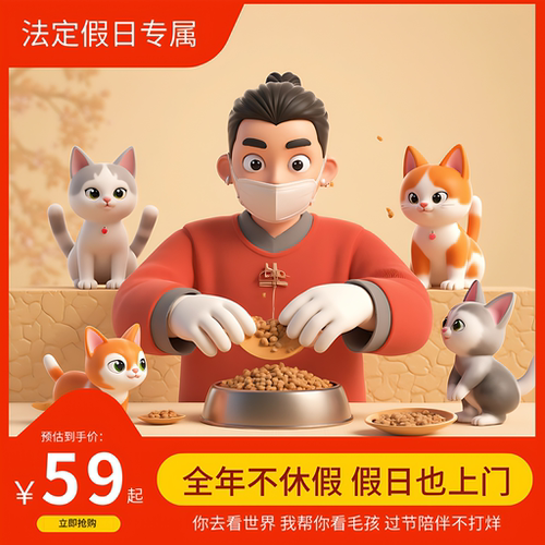 【假日专属】杭州宠爪爪上门喂猫法定假日宠物代喂养猫咪铲屎出差