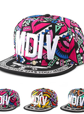 亲子款儿童帽子女春秋季嘻哈帽MDIV字母拼色平沿遮阳棒球帽男
