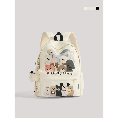 法国Colorin Kite可爱涂鸦卡通印花书包初中女生背包高中生双肩包