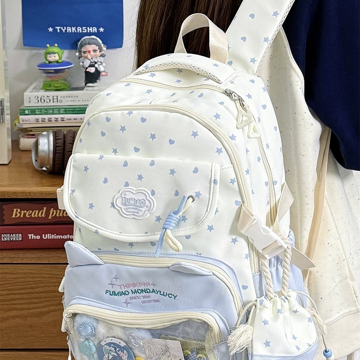 香港IT HKins可爱初中学生书包女大容量双肩包小清新少女diy痛包