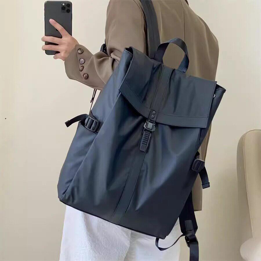 法国ZAMP大容量通勤双肩包男电脑商务包旅行背包黑色高级感手提包