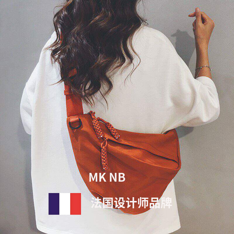 法国Caldo kiss帆布包大容量胸包斜挎饺子包运动旅游骑行单肩背包