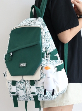 法国ZAMP轻奢新款大学生书包女原宿风涂鸦初中高中生双肩电脑背包