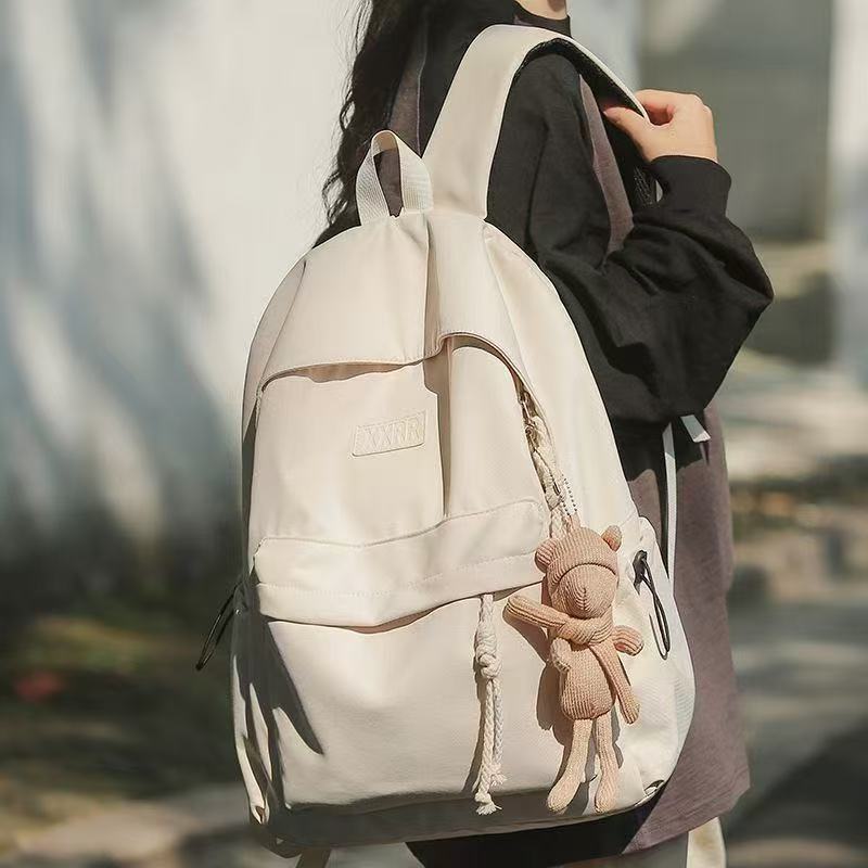 2026新款双肩包休闲高中大学生初中生书包女生简约纯色旅行背包潮
