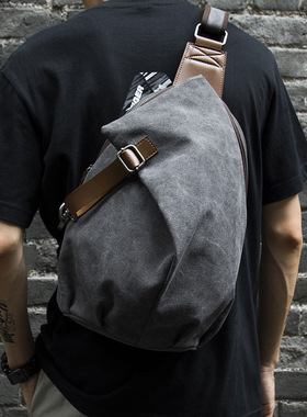 法国Colorin Kite胸包潮流帆布单肩斜挎包大容量学生包简约男士包