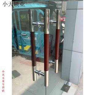 无框玻璃门不锈钢木纹拉手圆管黑色推拉门木门把手哑光黑拉门把.