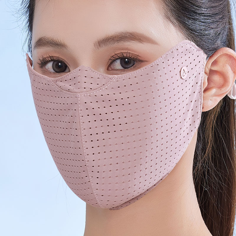 夏季2025粉色防晒冰丝口罩女薄款防紫外线显脸小透气新款面罩立体