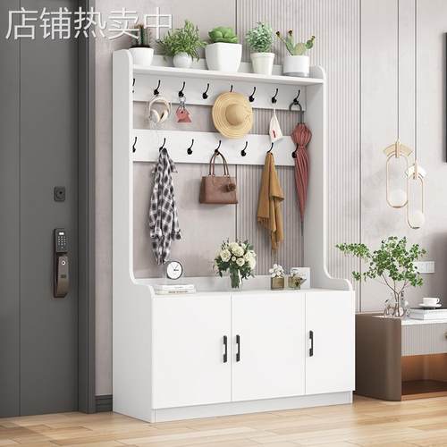 衣帽架鞋柜一体入户挂衣架落地实木北欧现代简约家用门口隔断鞋