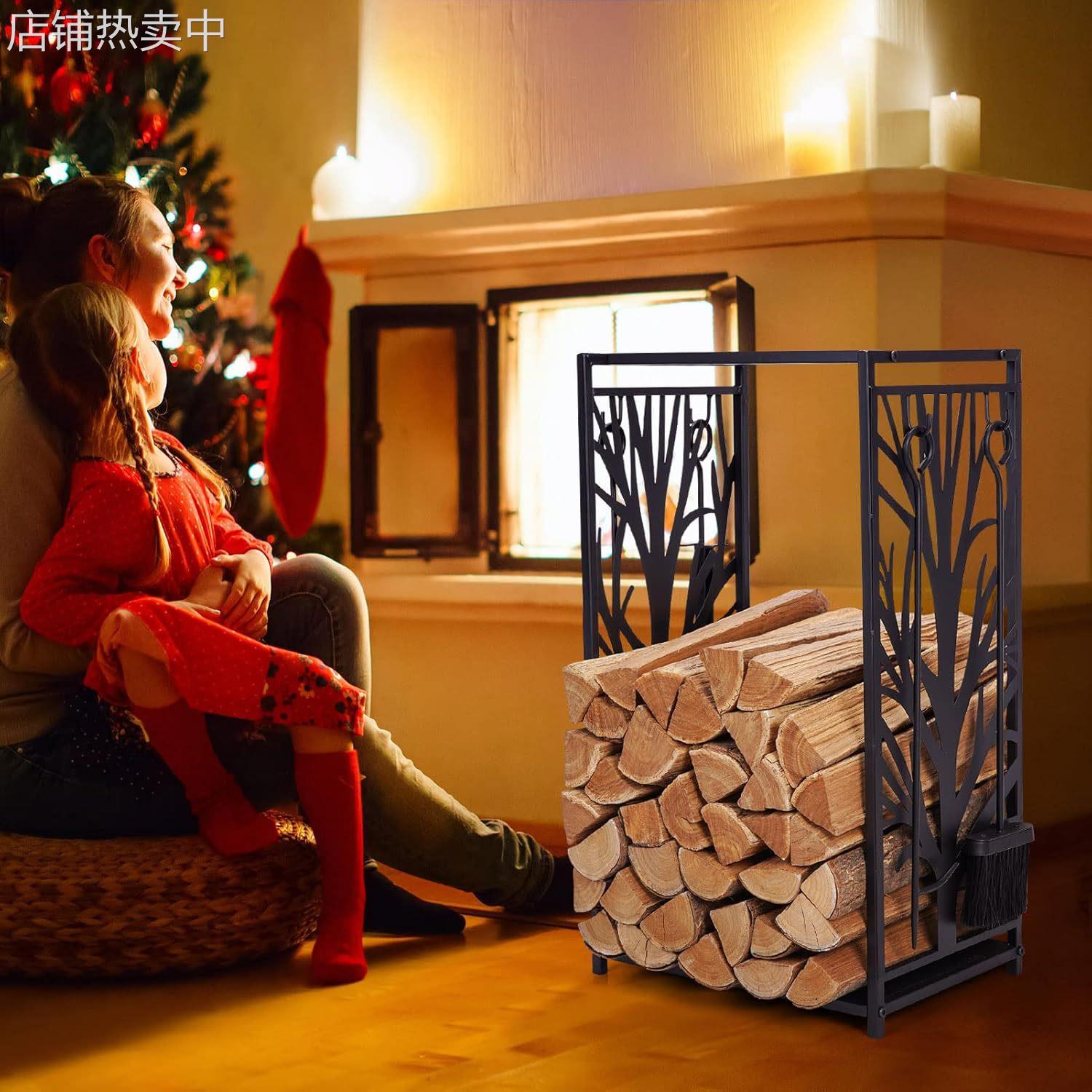 美式简约火柴架子火柴工具配件铁艺木柴堆放架置物架室内外收纳架