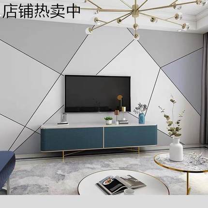 客厅几何线条电视背景影视墙壁纸3d轻奢8d立体新款大气墙纸壁布画