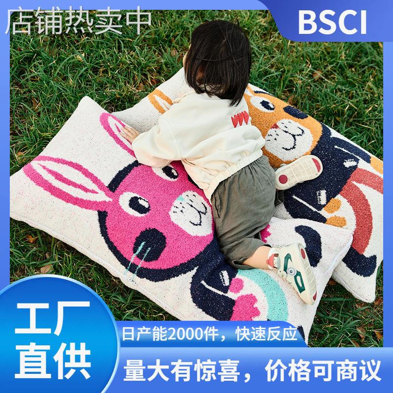 瑞景ins网红针织双人枕头床头沙发客厅卧室抱枕儿童兔子靠垫含芯