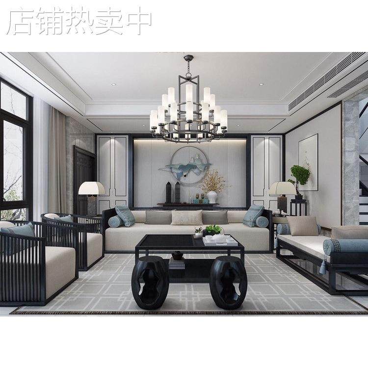 新中式实木沙发金丝檀木别墅客厅现代轻奢布艺贵妃榻禅意现货家具