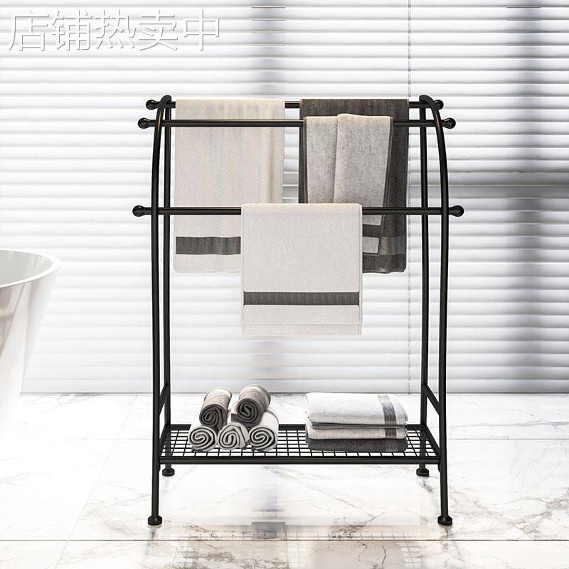 毛巾架落地式浴室置物架卫生间晾衣架免打孔厕所浴巾架厨房毛新款
