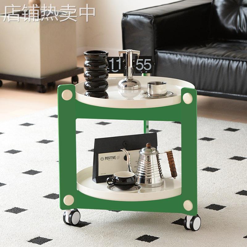小推车置物架收纳柜家用可移动客厅沙发边几小圆桌茶几置物架
