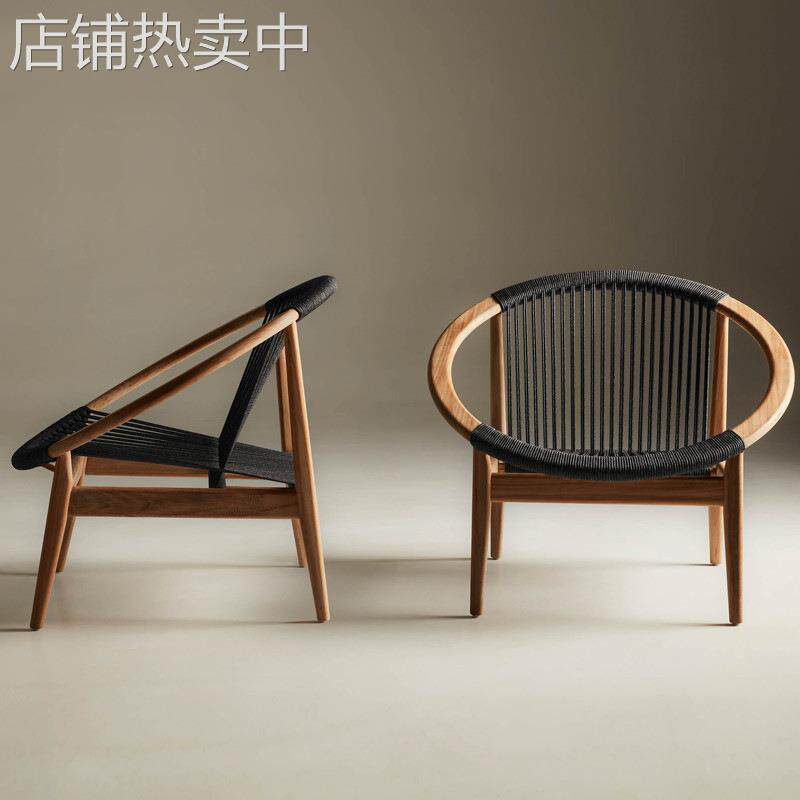 北欧实木户外休闲藤编沙发椅庭院客厅花园阳台休闲沙发椅柚木家具