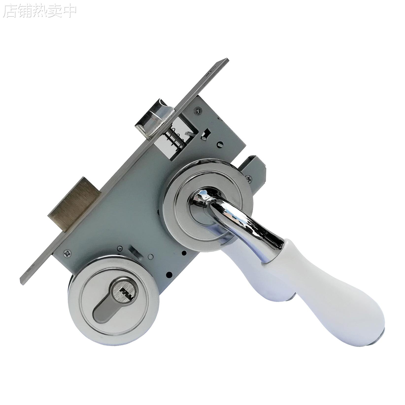 陶瓷分体房门锁欧式门把手带钥匙卧室锁porcelain door handle