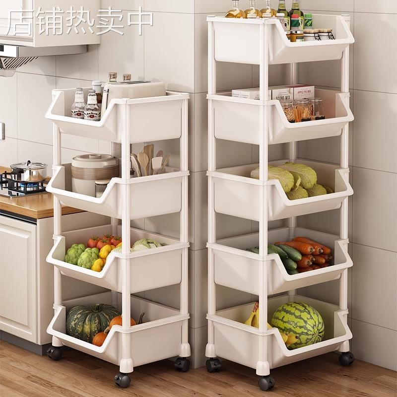 日本厨房菜篮子置物架蔬菜放菜落地多层收纳多功能小推车调料
