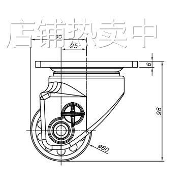 欧洲标准低重心轮 GTH-60-ASF-NYQ-PEU底板100 x 85 mm脚轮