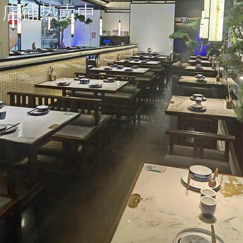 厂家直营新中式连锁餐厅餐饮桌椅卡座沙发组合套装家具来图可做