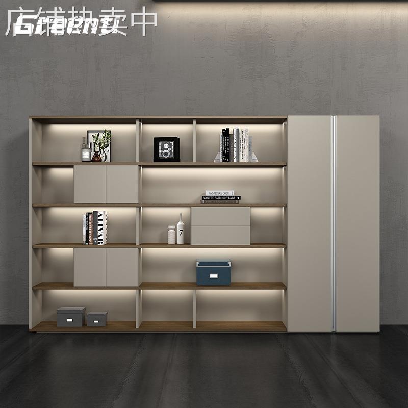 上海办公家具配套文件柜书柜灯带落地书橱轻奢大气老板室背景柜
