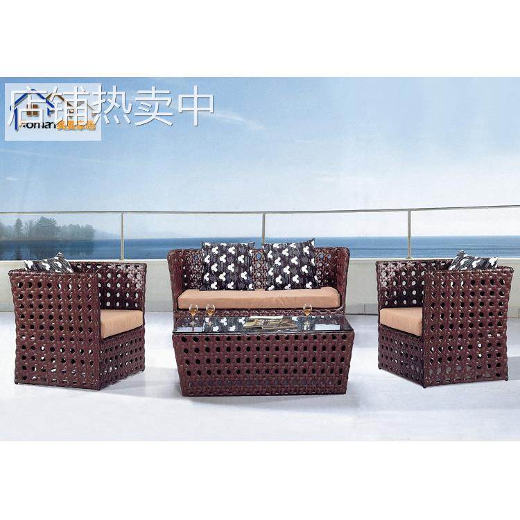 户外藤沙发 仿藤小户型欧式双人田园沙发 休闲别墅咖啡厅藤制沙发