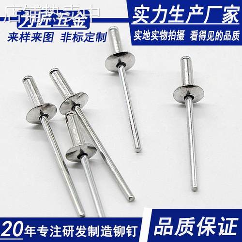 东莞力匠拉铆钉厂家直供铝铁国标拉钉3.2 开口型平圆头抽芯铝铆钉