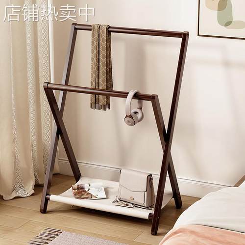 落地衣帽架可折叠卧室晚上睡觉床头置物架临时衣裤收纳挂衣架室内