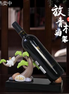 创意青松酒架摆件现代家居客厅酒柜酒吧酒庄装饰工艺品开业送礼