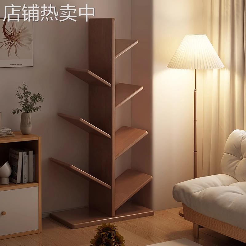 简易树形小书架置物架落地卧室柜子客厅收纳架家用多层创意窄书柜