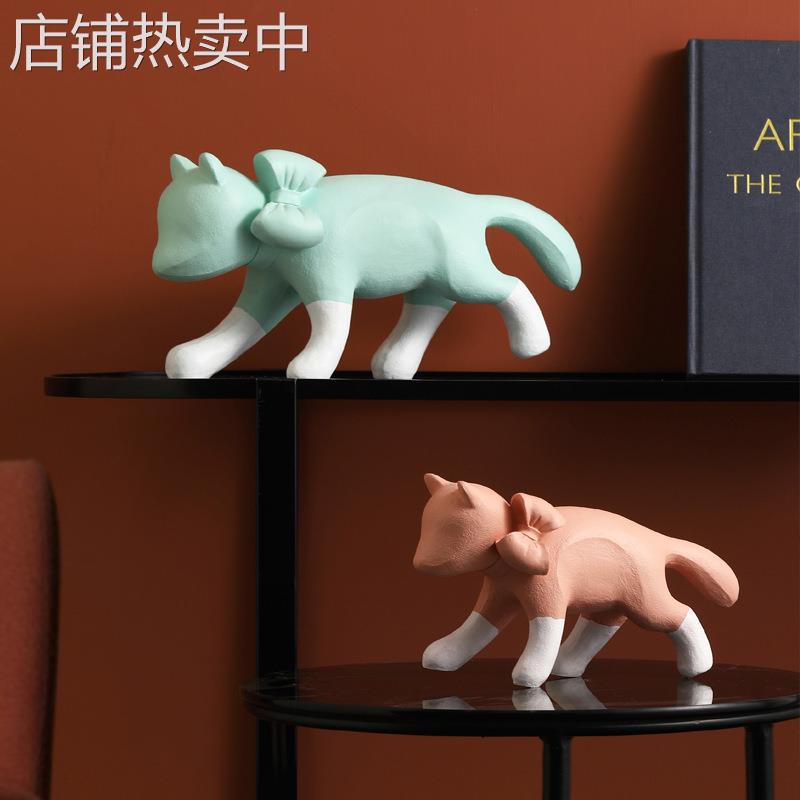 现代简约猫桌面抽象摆件客厅电视柜家居书柜装饰品创意工艺品摆设