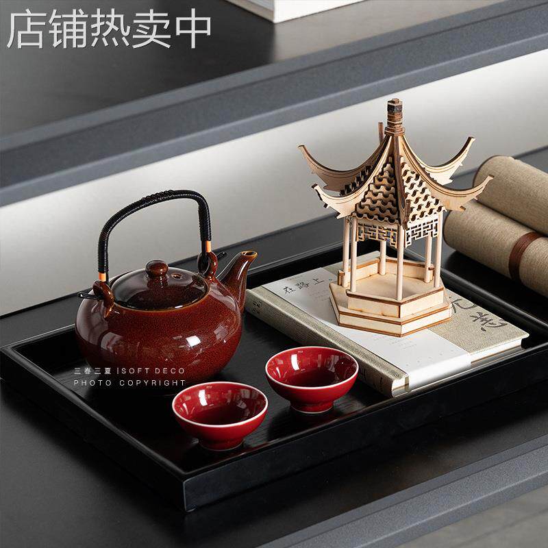 样板间书房书柜装饰摆件禅意展示柜新中式博古架茶室茶柜软装新款