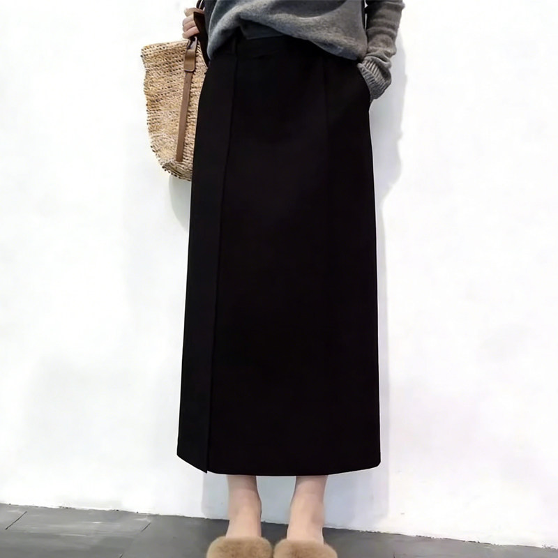 欧货高端定制黑色毛呢大码半身裙女2025冬季新款加厚极简风A字裙,女装/女士精品,大码半身裙,淘宝优惠券,粉丝福利购,淘宝优惠卷