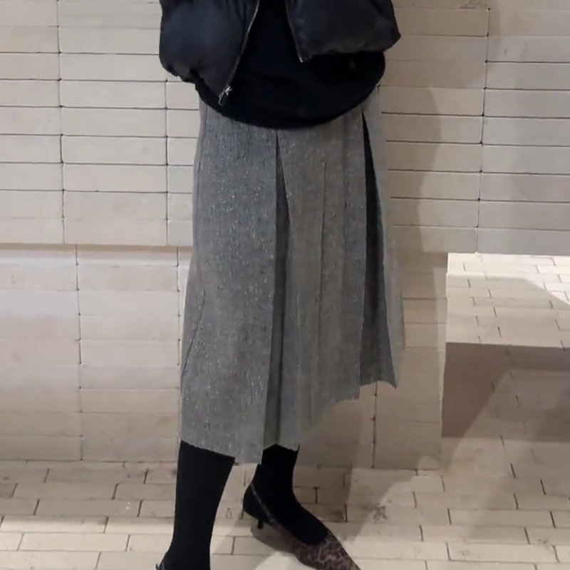 欧货高端定制灰色毛呢大码半身裙