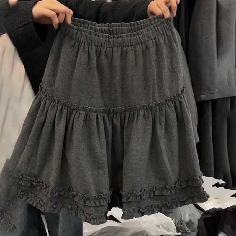 欧货高端定制灰色毛呢大码半身裙女2025冬季新款加厚木耳边百褶裙,女装/女士精品,大码半身裙,淘宝优惠券,粉丝福利购,淘宝优惠卷