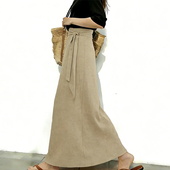 欧货高端定制燕麦浅卡其大码 半身裙女2026春夏新款 温柔风A字裙子