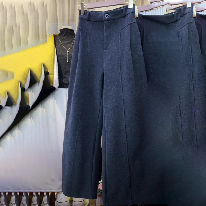 高端定制灰色毛呢大码阔腿西装裤女2025冬季新款加厚垂顺感休闲裤,女装/女士精品,大码裤装,淘宝优惠券,粉丝福利购,淘宝优惠卷