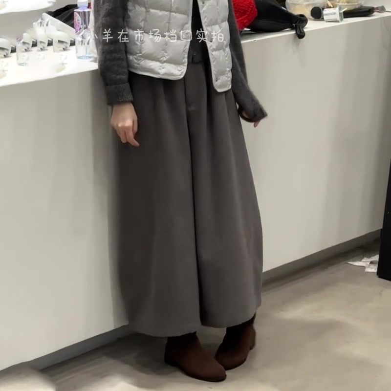 欧货高端定制深灰色大码阔腿裤女