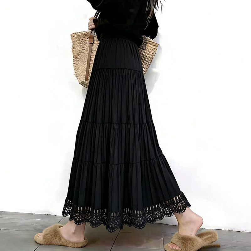 欧货高端定制黑色蕾丝大码半身裙女2026早春新款轻熟风多层蛋糕裙,女装/女士精品,大码半身裙,淘宝优惠券,粉丝福利购,淘宝优惠卷