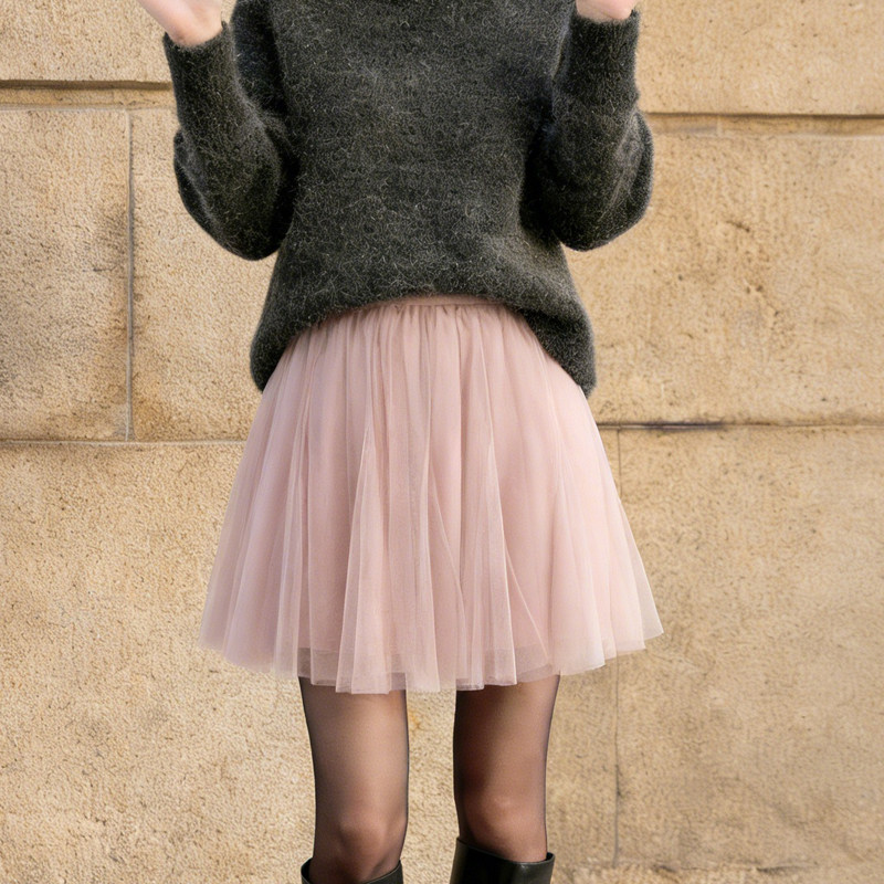 欧货高端定制粉色网纱大码半身裙女2026早春新款轻熟温柔风A字裙,女装/女士精品,大码半身裙,淘宝优惠券,粉丝福利购,淘宝优惠卷