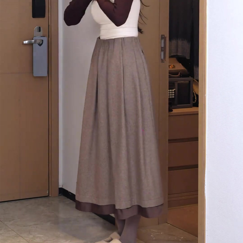 欧货高端定制咖灰色大码半身裙女
